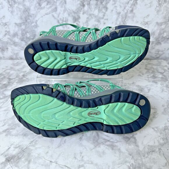 Chaco Womens Trail Shoes 10.5 Gray Teal Mesh Hiking Sneakers Adventure Outdoor‎ - Picture 15 of 16